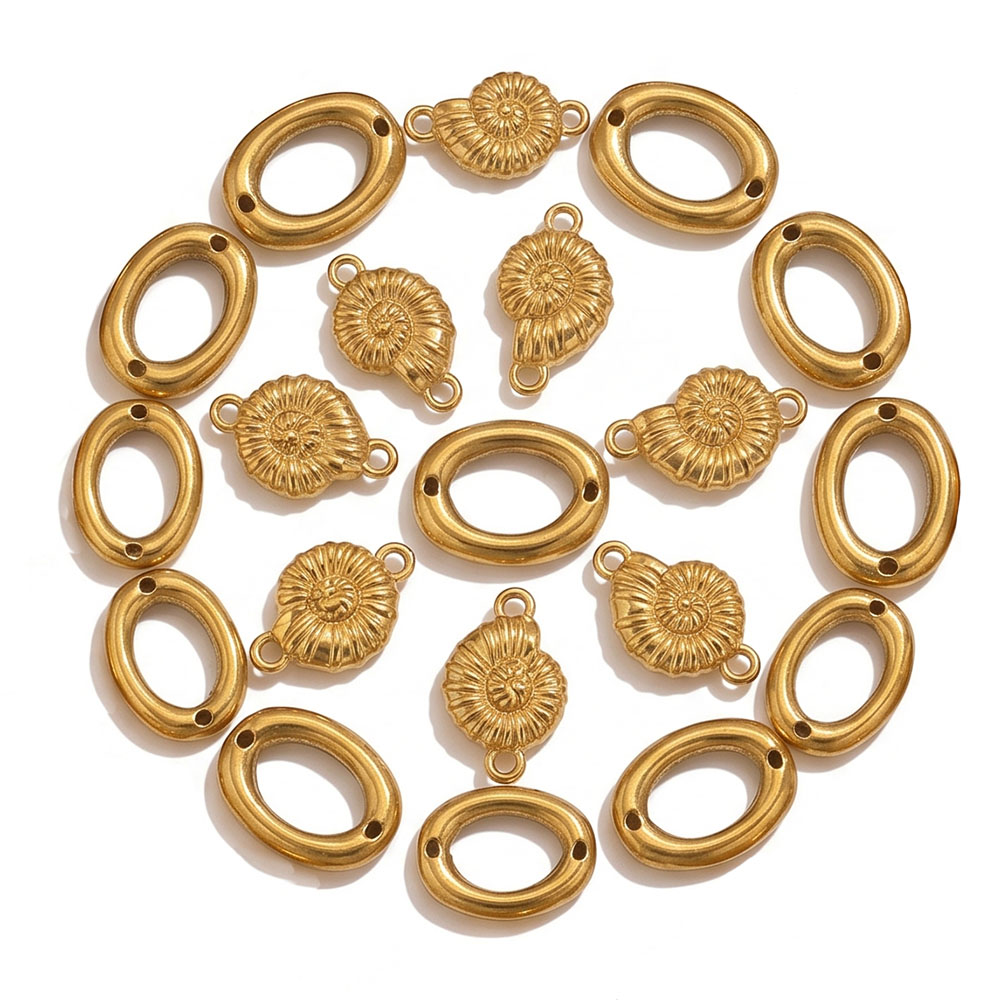 Jewelry Making Supplies Wholesale - 5pcs Stainless Steel Gold Plated Conch