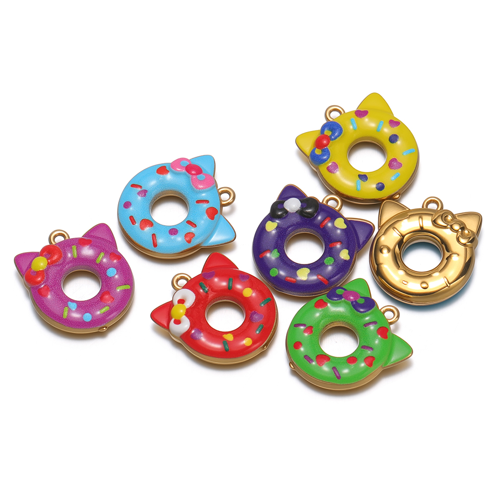 Jewelry Making For 5 Year Old - 4Pcs Stainless Steel Donut Cute Cat