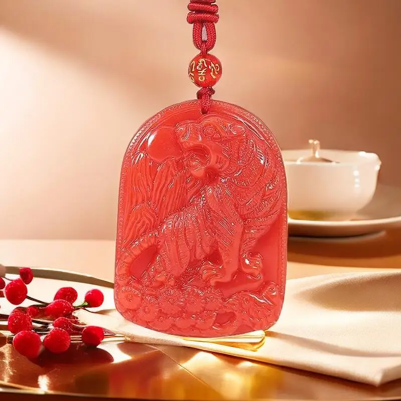 Red Jade Tiger Pendant Pendant - Jewelry Making With Stones ulasan dan harga