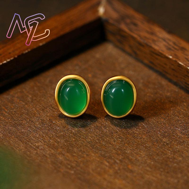 Green Natural Jade Earrings Ta - Jewelry Making With Stones ulasan dan harga
