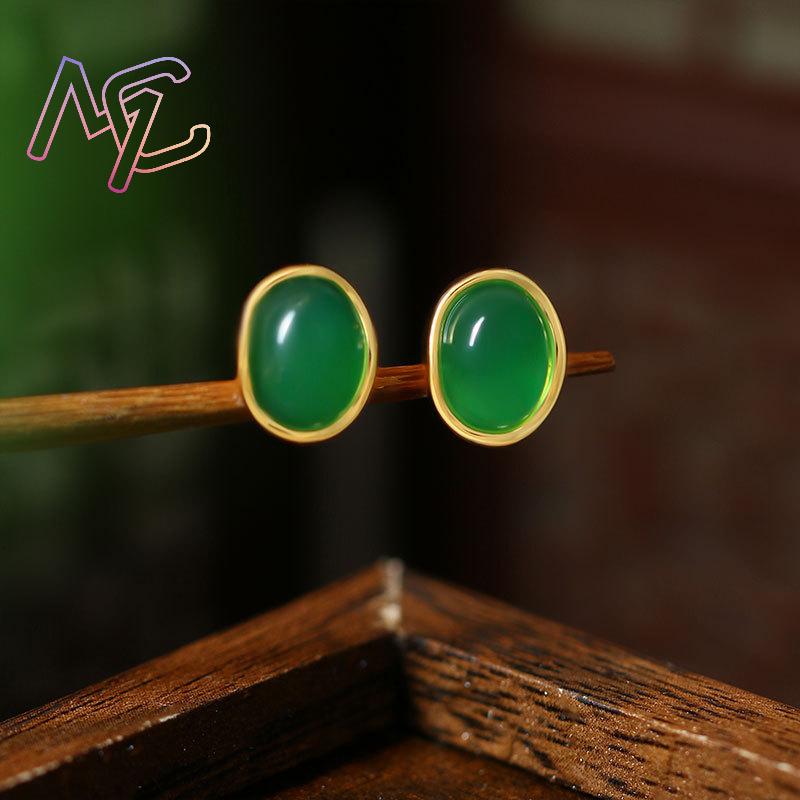 Green Natural Jade Earrings Ta - Jewelry Making With Stones ulasan dan harga