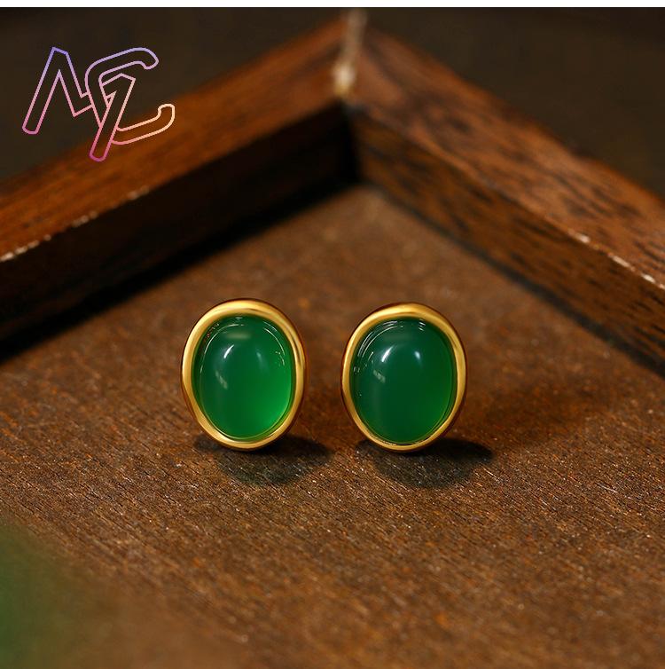 Green Natural Jade Earrings Ta - Jewelry Making With Stones ulasan dan harga