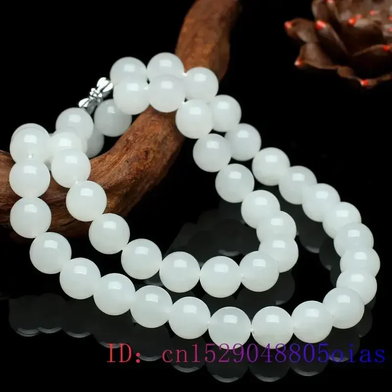 White Jade Beaded Necklace Bea - Jewelry Making With Stones ulasan dan harga