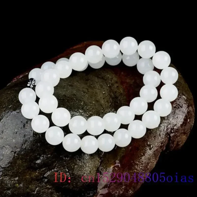 White Jade Beaded Necklace Bea - Jewelry Making With Stones ulasan dan harga