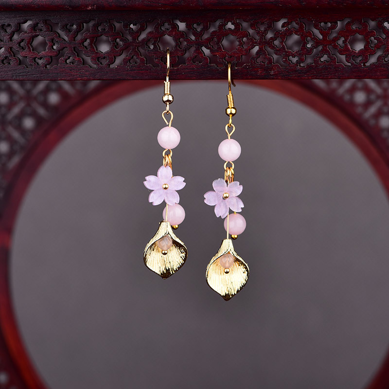 Pink Natural Jade Flower Earri - Jewelry Making With Stones ulasan dan harga