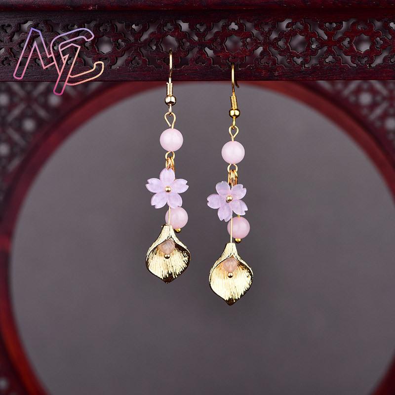 Pink Natural Jade Flower Earri - Jewelry Making With Stones ulasan dan harga