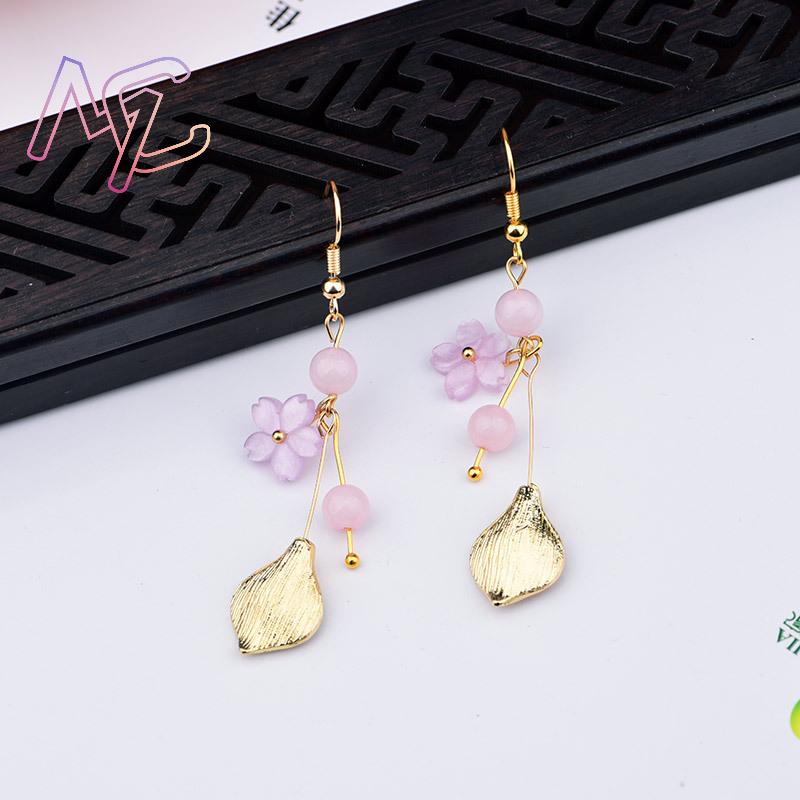 Pink Natural Jade Flower Earri - Jewelry Making With Stones ulasan dan harga