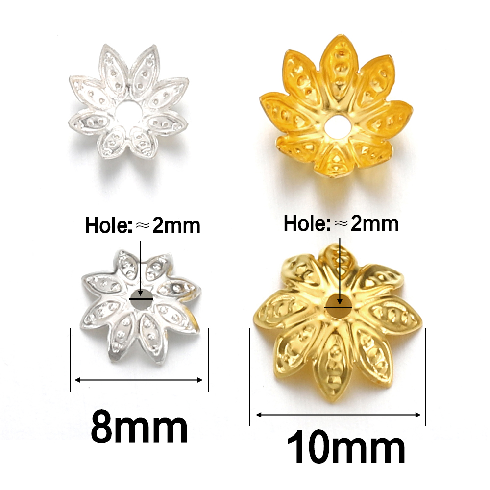 200pcs 8-10mm Gold Flower Bead - Jewelry Making Supplies Wholesale ulasan dan harga