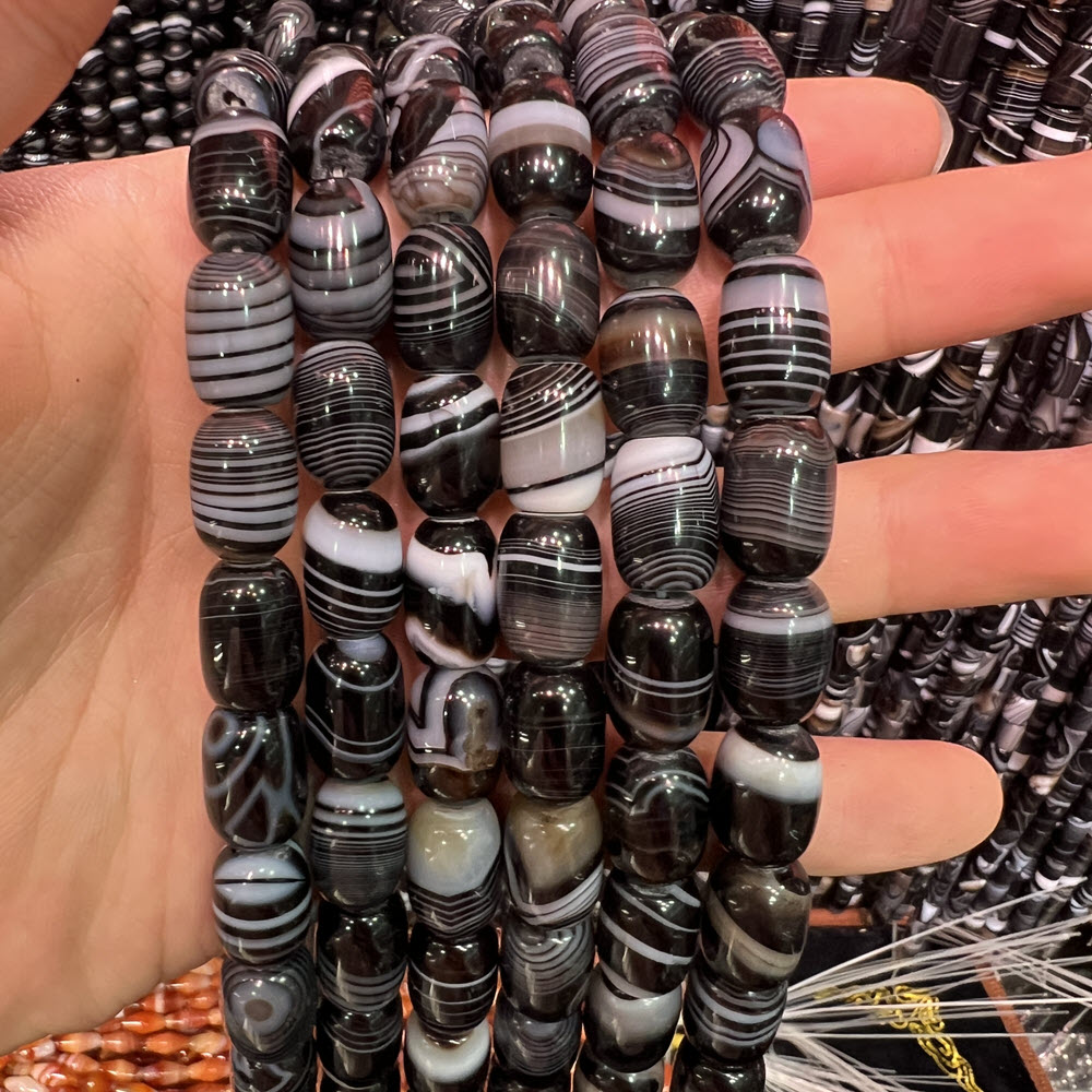 Natural Stone Black Agate Ston - Jewelry Making Store ulasan dan harga