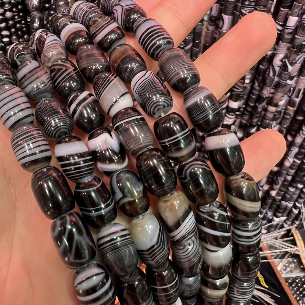 Natural Stone Black Agate Ston - Jewelry Making Store ulasan dan harga