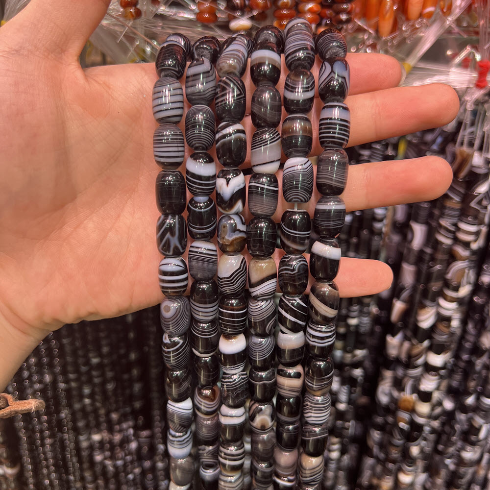 Natural Stone Black Agate Ston - Jewelry Making Store ulasan dan harga