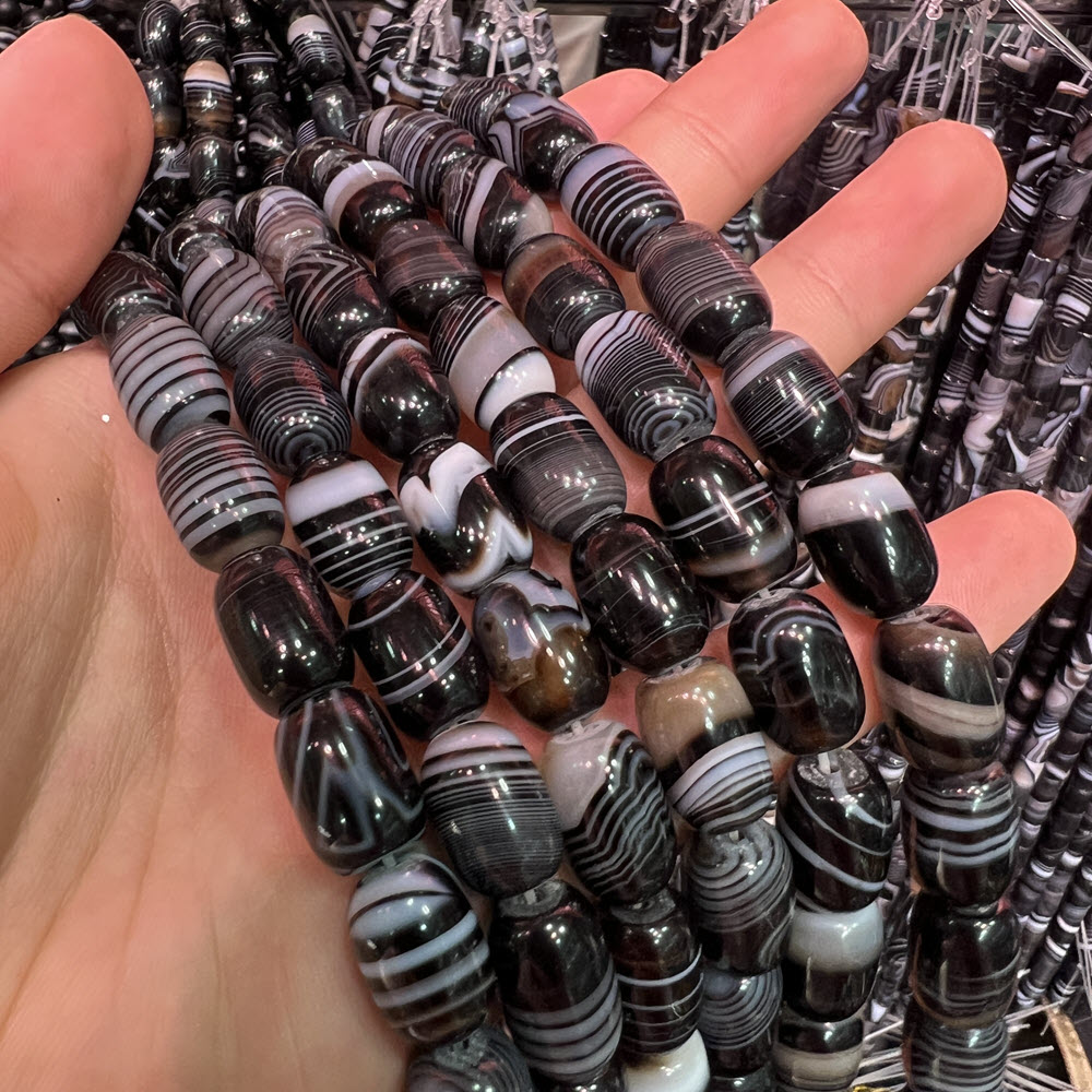 Natural Stone Black Agate Ston - Jewelry Making Store ulasan dan harga